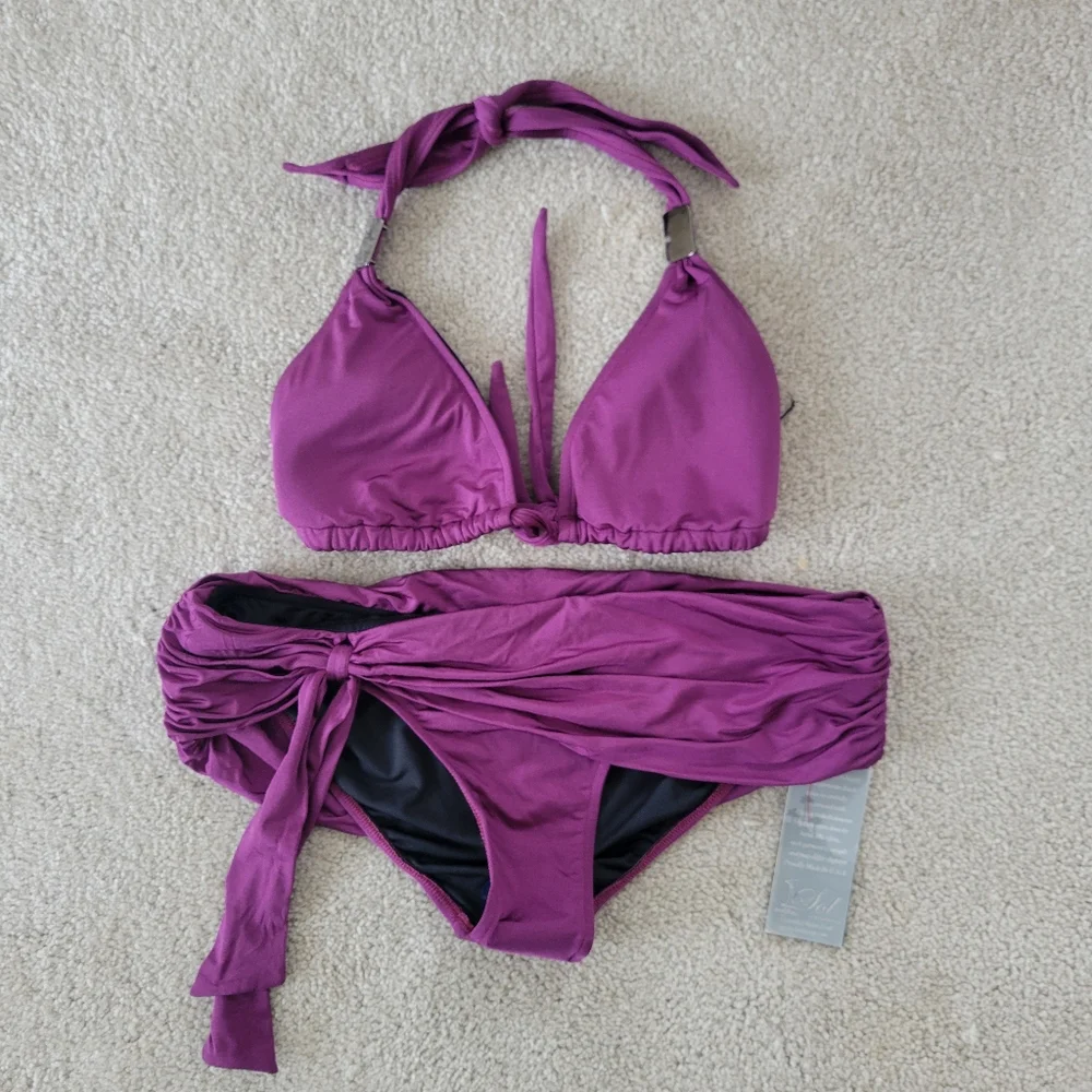 Canyon Beachwear 1 Sol Bikini Swimsuit Purple Size Large NWT